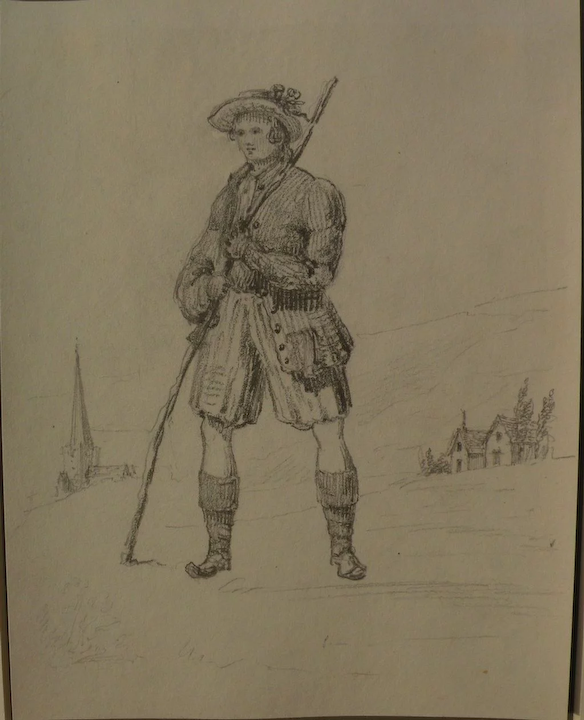 584x720 early century swiss art pencil drawing of a man jon berg - Swiss Drawing
