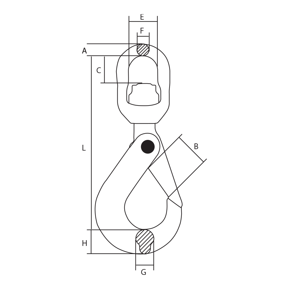 1000x1000 swivel safety hook with ball bearing line drawing ranger - Swivel Drawing