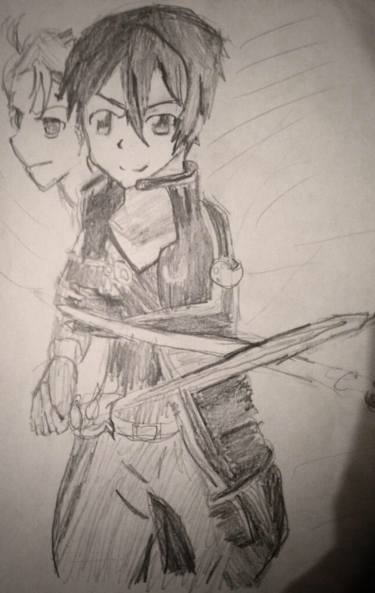 375x593 kirito sword art online sao drawing - Sword Art Online Drawing