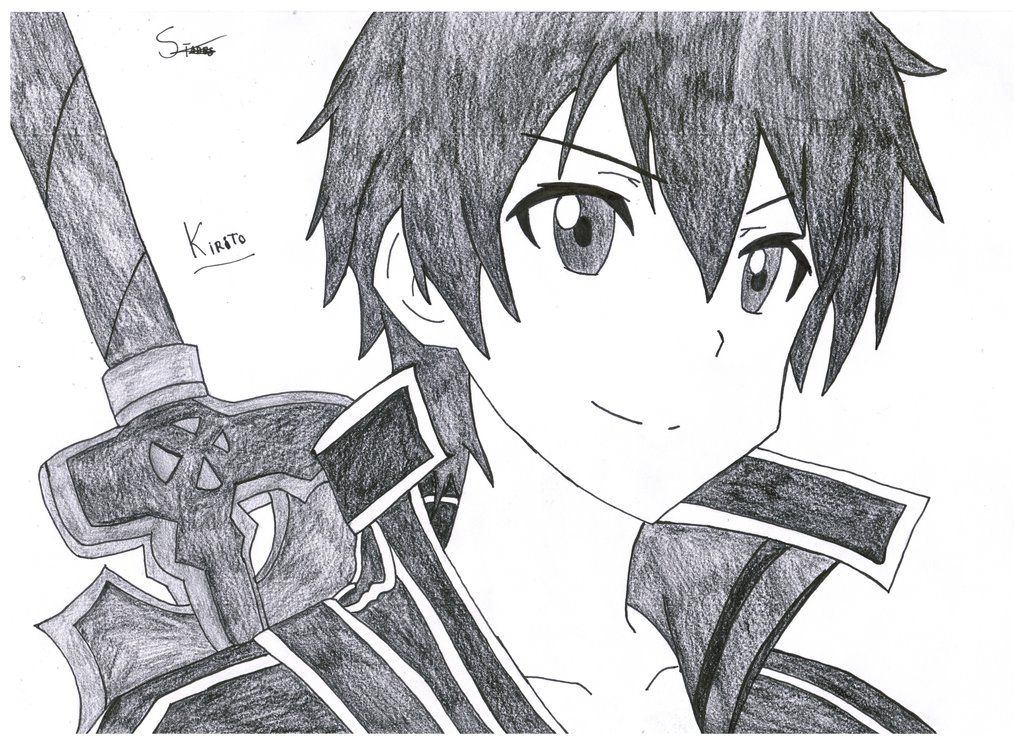 1024x744 Kirito And Asuna - Sword Art Online Drawing