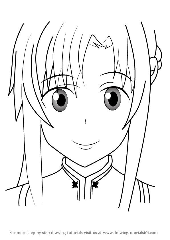596x843 learn how to draw yuuki asuna from sword art online - Sword Art Online Drawing