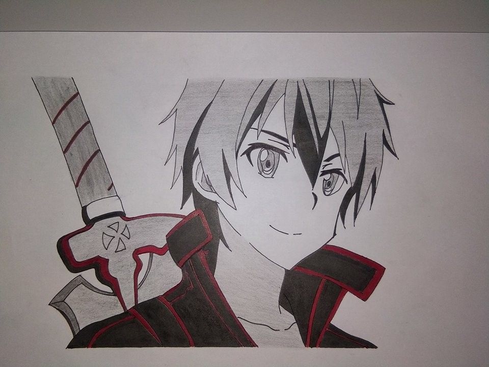 960x720 sword art online main character drawing kirutu step - Sword Art Online Drawing