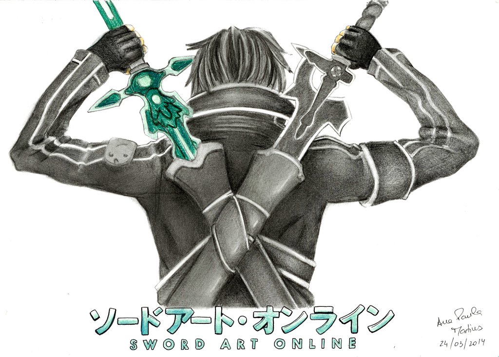 1024x733 How To Draw Kirito And Asuna Kissing Step - Sword Art Online Kirito Drawing