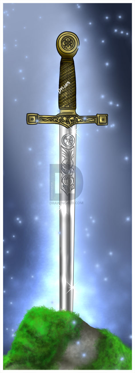 473x1300 How To Draw Excalibur, Sword In The Stone, Step - Sword In The Stone Drawing