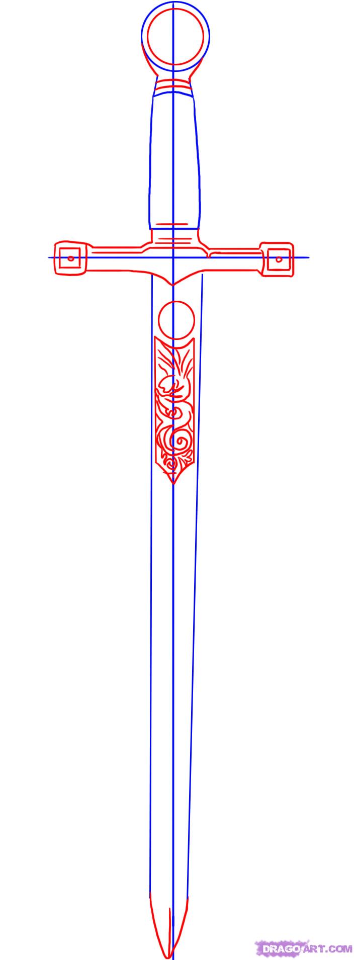 706x1909 How To Draw Excalibur, Sword In The Stone, Step - Sword In The Stone Drawing