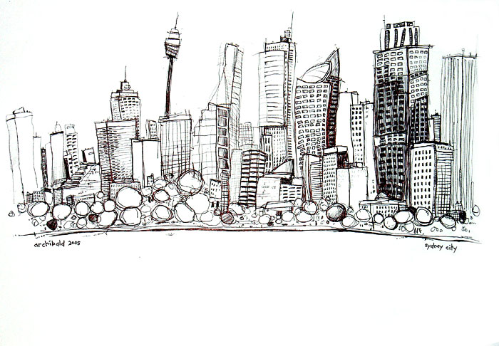 700x486 sydney city pen drawing - Sydney Drawing