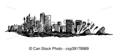450x195 sydney skyline vector hand drawing - Sydney Drawing