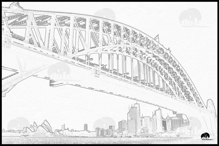 Sydney Harbour Bridge Drawing at PaintingValley.com | Explore ...