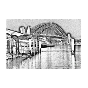 300x300 sydney harbour bridge pencil sketch - Sydney Harbour Bridge Drawing