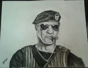 300x231 Sylvester Stallonearney Ross Charcoal Drawingexpendablesaction - Sylvester Stallone Drawing