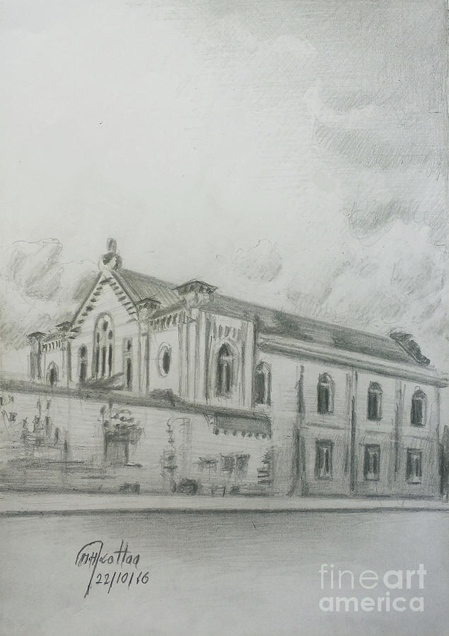 636x900 Maghen Abraham Synagogue Side Beirut Drawing - Synagogue Drawing