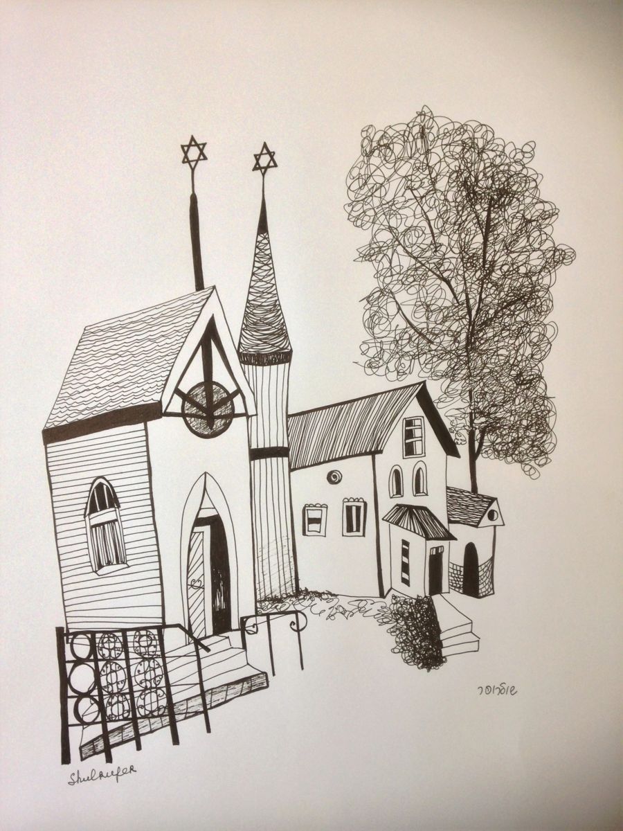 900x1200 Synagogue Drawing - Synagogue Drawing