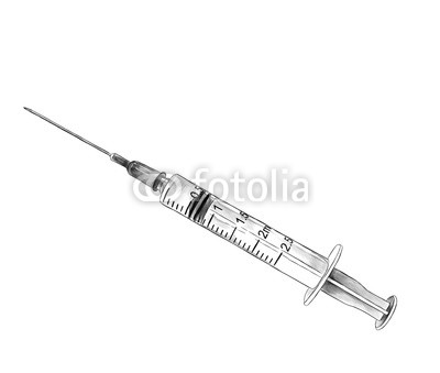 400x339 medical syringe with needle, sketch vector graphics monochrome - Syringe Needle Drawing