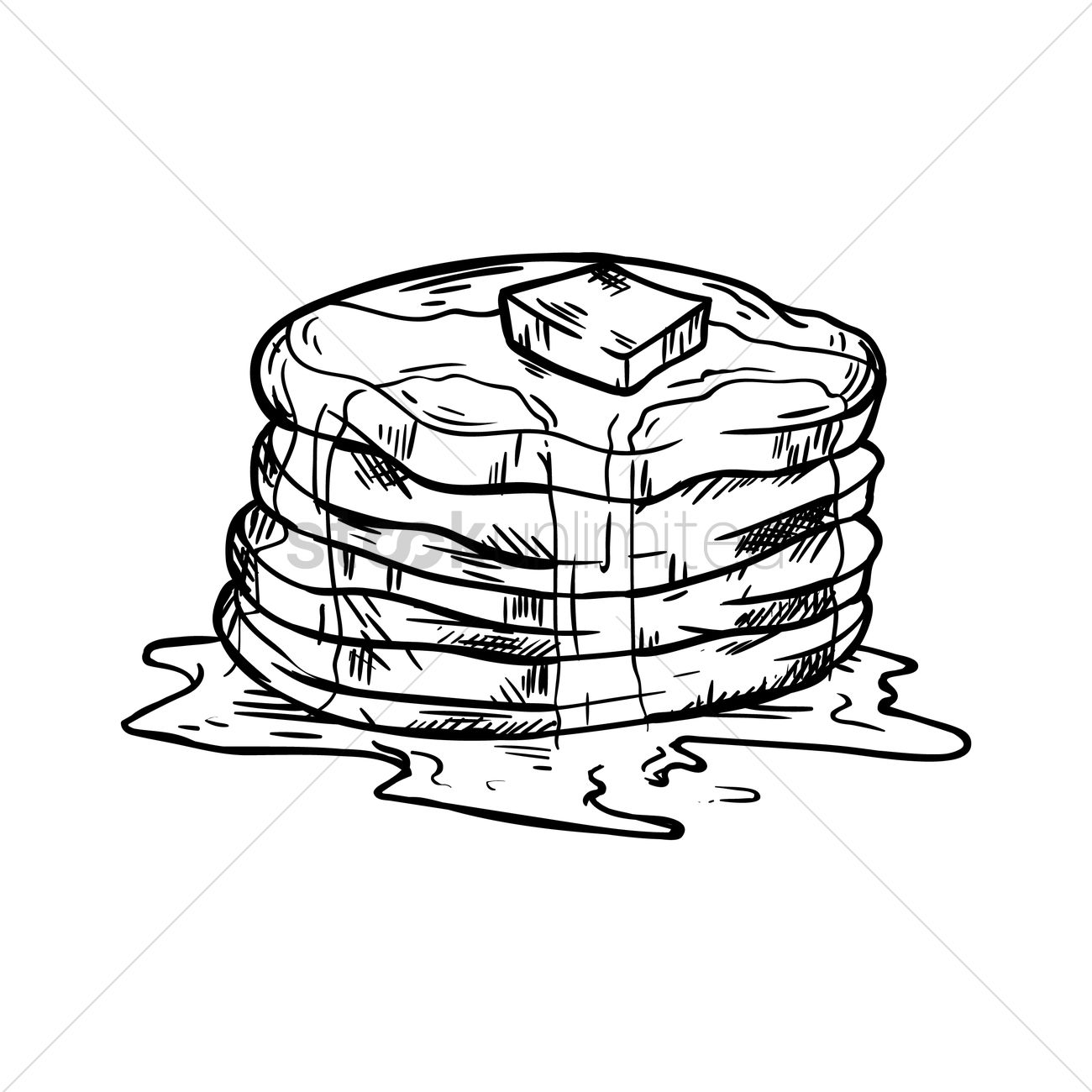 1300x1300 pancake with butter and syrup vector image - Syrup Drawing