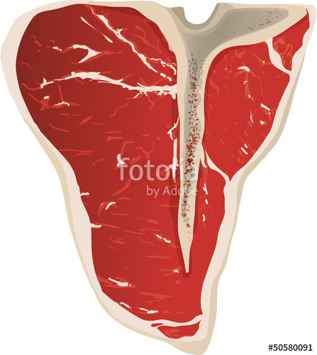447x500 Vector Illustration Of A Porterhouse Steak Cut Stock Image - T Bone Steak Drawing