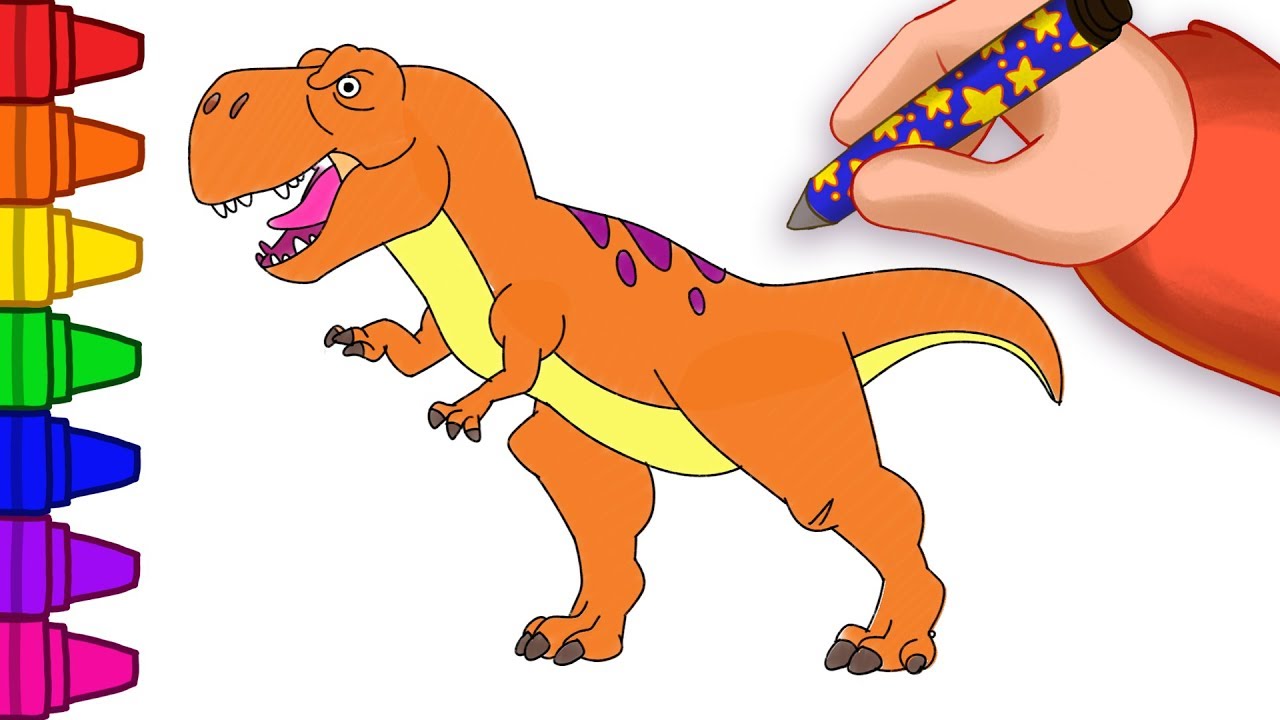 1280x720 how to draw a dinosaur for kids learn to draw a t rex - T Rex Cart...