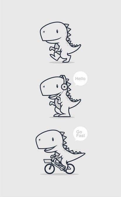 415x675 draw a cute t rex iconmascot - T Rex Cartoon Drawing