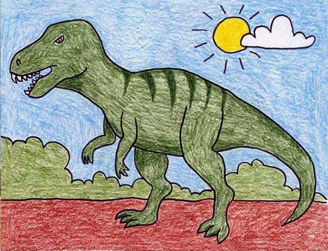 650x498 draw a t rex art projects for kids - T Rex Dinosaur Drawing