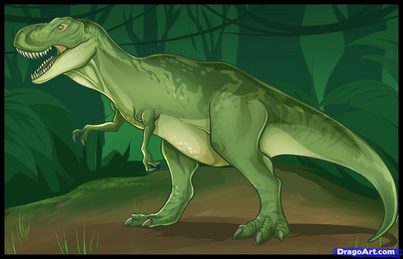 1350x867 How To Draw A Tyrannosaurus Rex, Step - T Rex Dinosaur Drawing