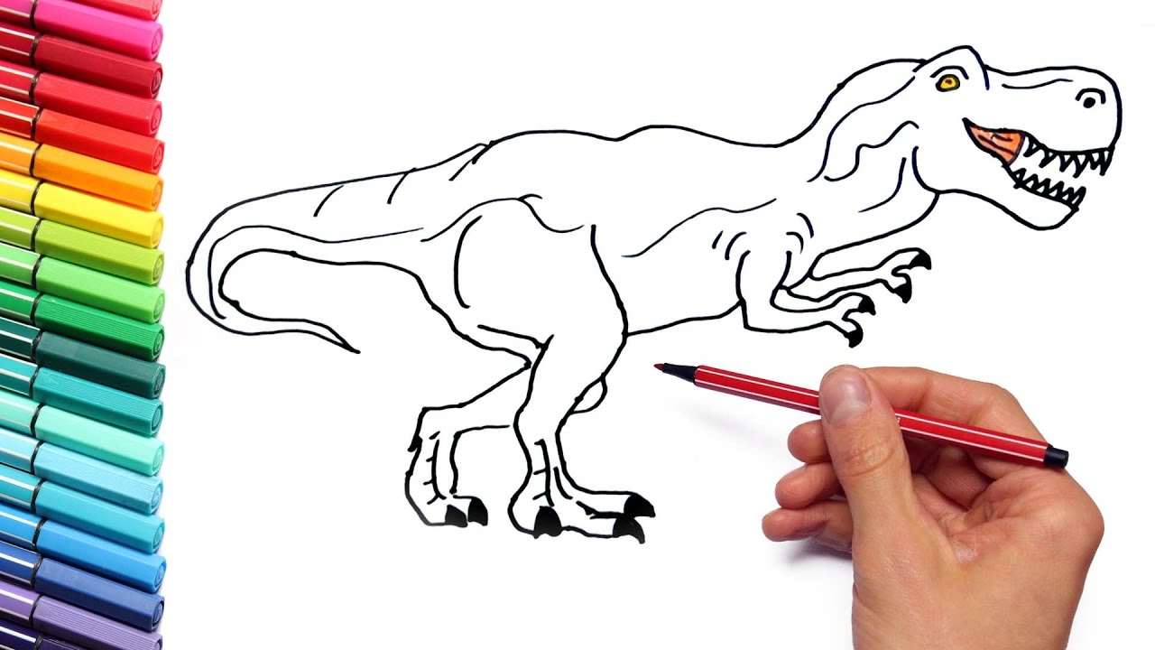 1280x720 how to draw t rex for kids - T Rex Dinosaur Drawing