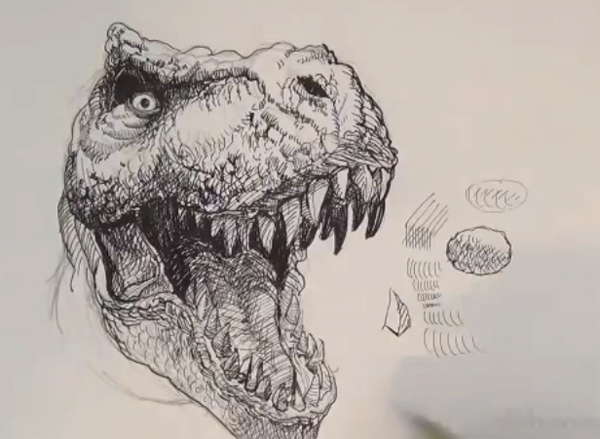 600x439 How To Draw T Rex - T Rex Drawing