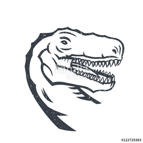 500x500 Tyrannosaurus Rex, Head Of T Rex Outline Isolated On White - T Rex Head Drawing