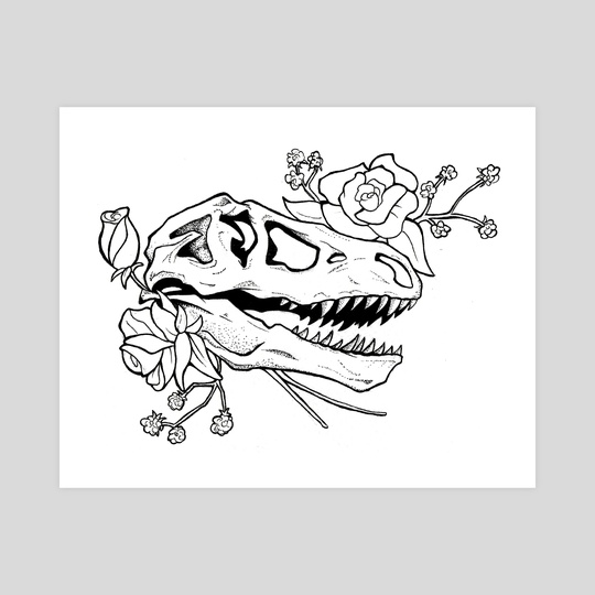 540x540 T Rex Skull, An Art Print - T Rex Skull Drawing