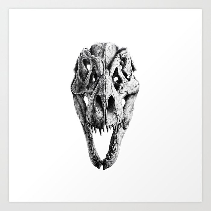 700x700 T Rex Skull Art Print - T Rex Skull Drawing