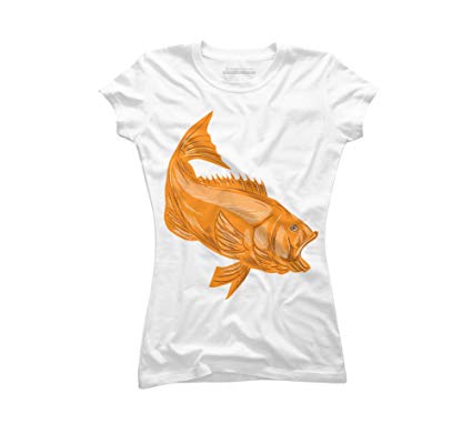 425x382 largemouth bass diving drawing juniors' graphic t - T Shirt Design Drawing