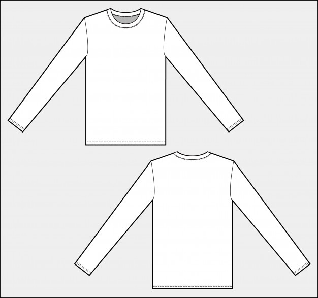 626x587 T Shirts Fashion Flat Technical Drawing Template Vector Premium - T Shirt Drawing Template