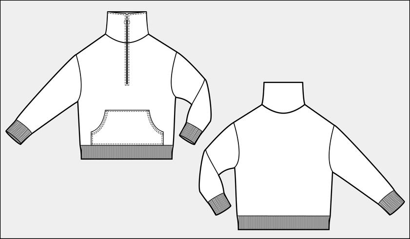 841x490 Anorak Track Top Fashion Flat Technical Drawing Template - T Shirt Drawing Template