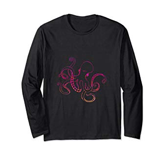 342x320 Colorful Octopus Outline Drawing On Long Sleeve T - T Shirt Outline Drawing