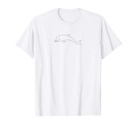 522x488 Dolphin Outline Drawing T Shirt For Beach Ocean Or Sea - T Shirt Outline Drawing
