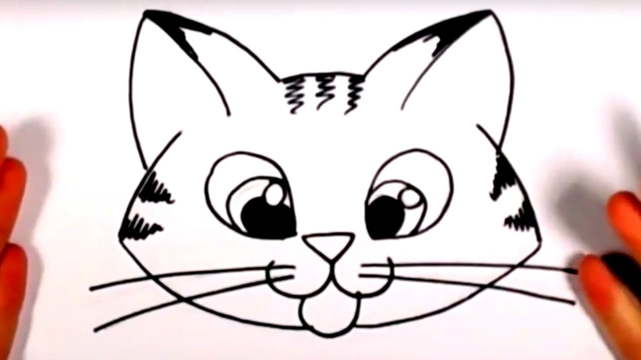 1280x720 How To Draw A Cute Kitten Face - Tabby Drawing