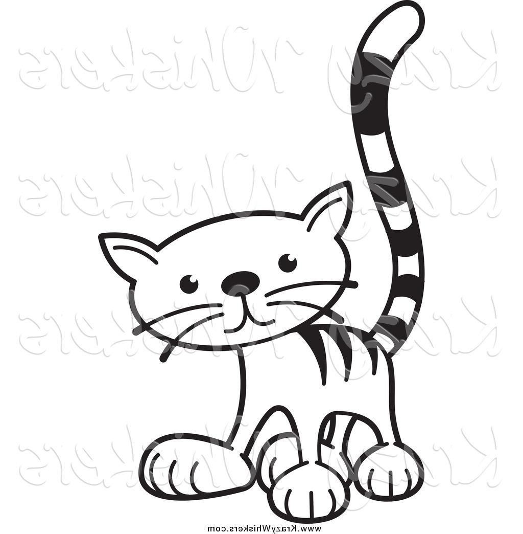 1024x1044 Best Free Critter Clipart Of Black And White Tabby Cat Standing - Tabby Drawing