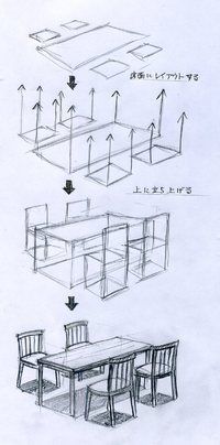 200x404 furniture perspective tables and chairs art in drawings - Table And Chair Drawing