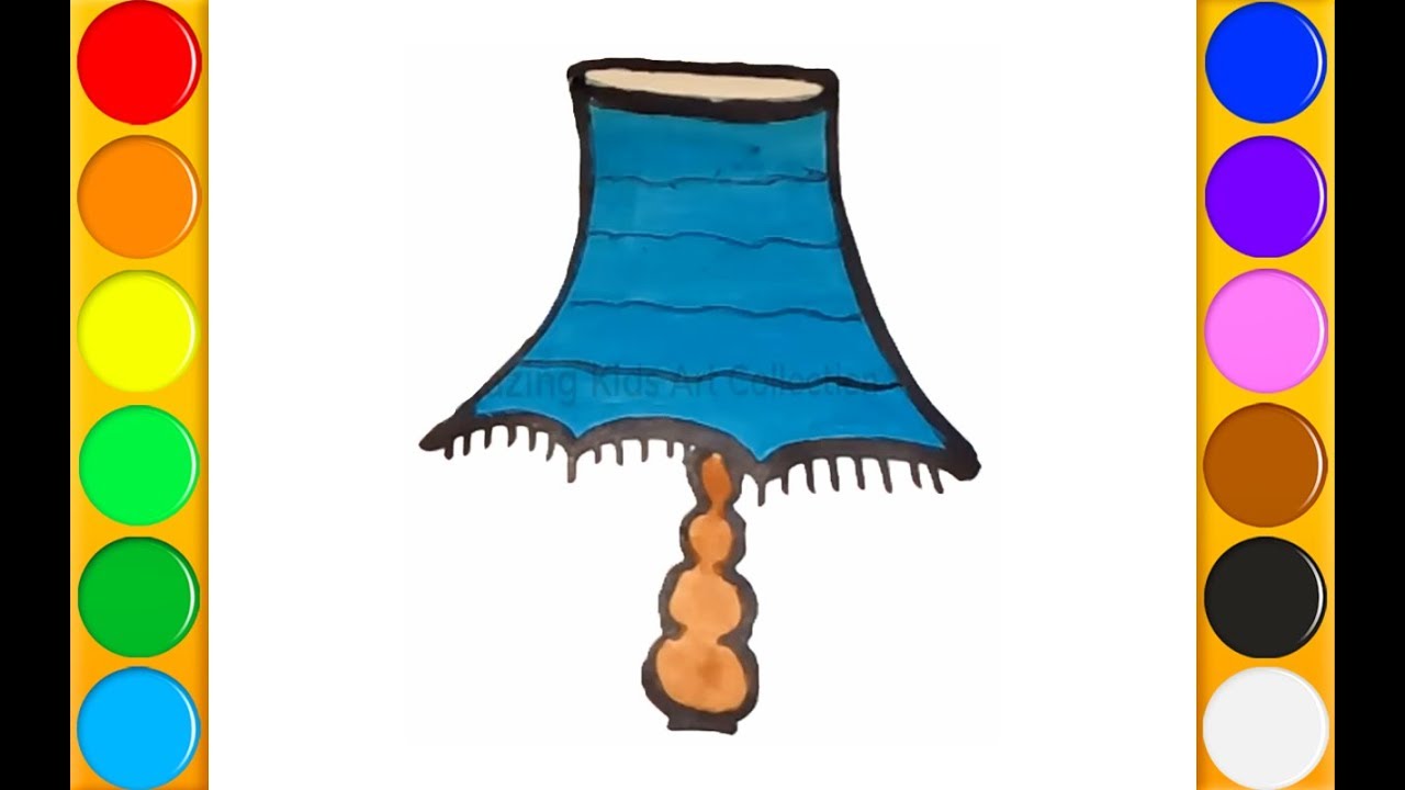 1280x720 How To Draw Color Table Lamp For Kids Drawing And Coloring - Table Lamp Drawing