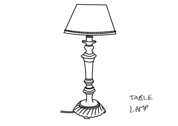 600x424 Line Drawing Of Everyday Objects Table Lamp - Table Lamp Drawing