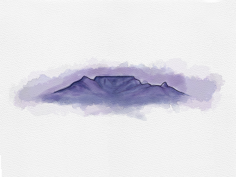 800x600 Table Mountain Watercolour - Table Mountain Drawing
