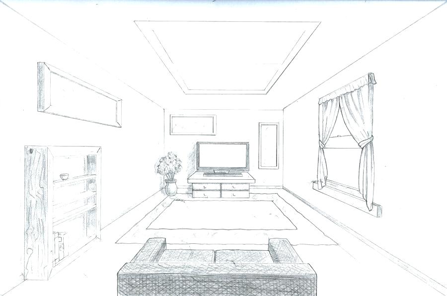 900x596 Room Perspective - Table Perspective Drawing
