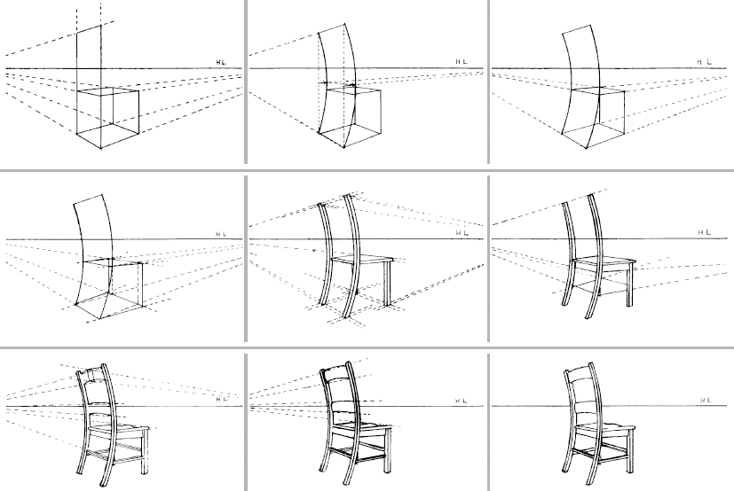 Рисунок стула в перспективе
