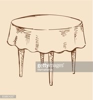 187x199 vector round table with tablecloth stock vectors - Tablecloth Drawing