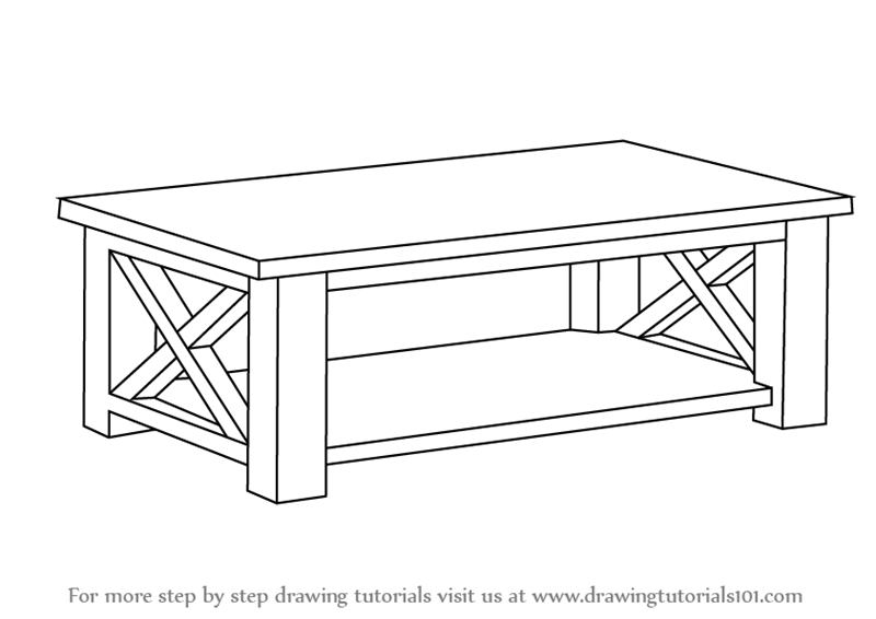 800x566 Learn How To Draw A Coffee Table - Tables Drawing