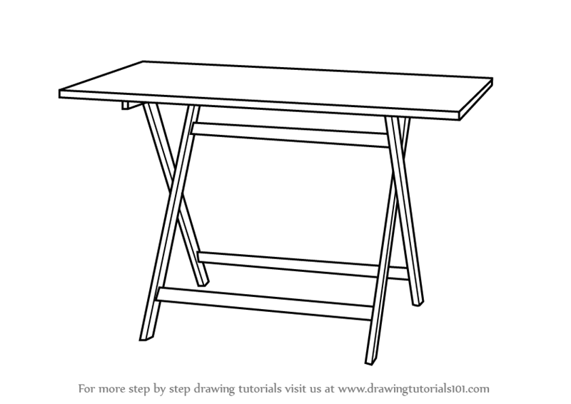 800x566 Learn How To Draw A Folding Table - Tables Drawing