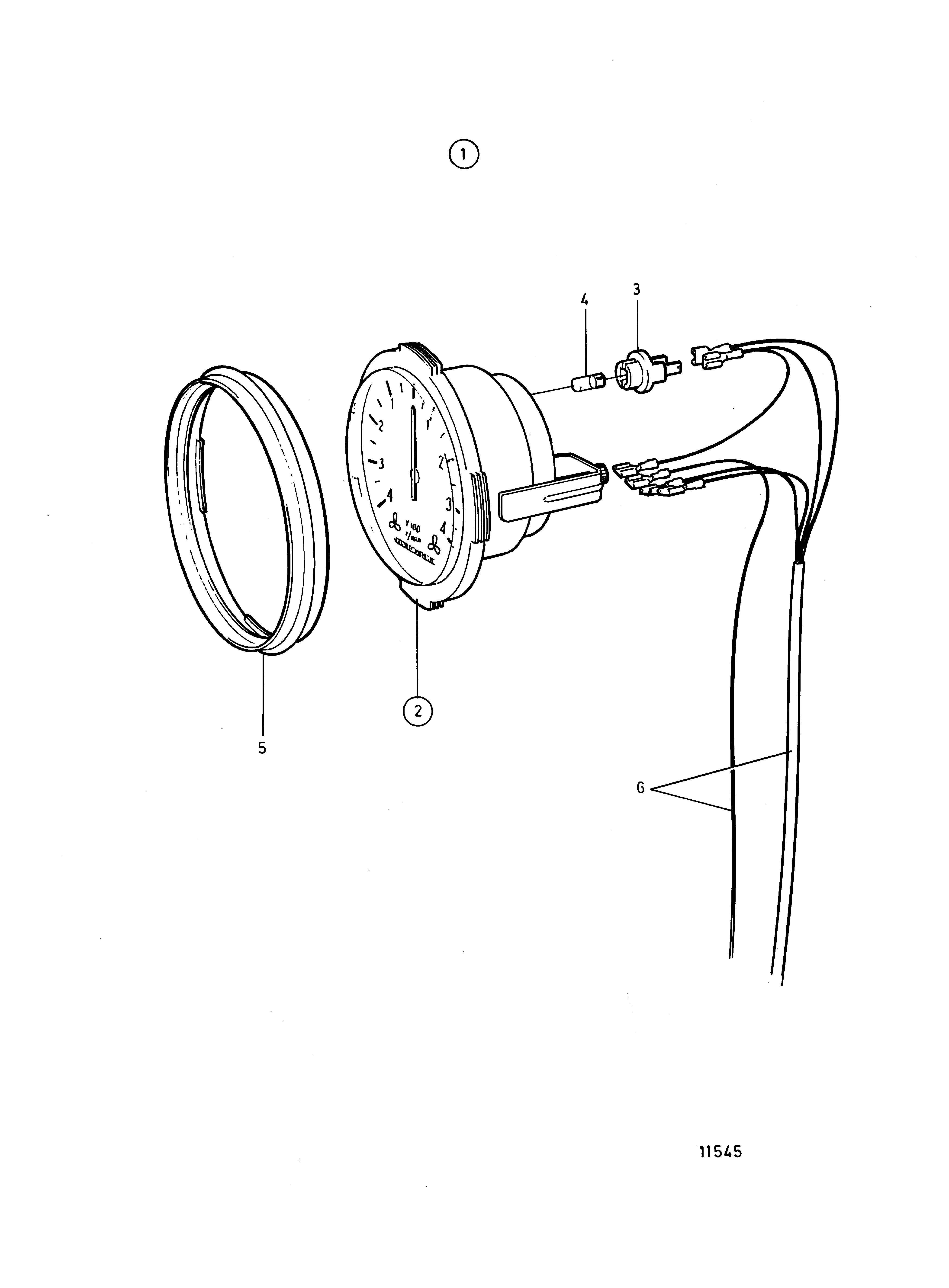 4091x5554 Volvo Penta Miscellaneous Equipment Tachometer Kit - Tachometer Drawing