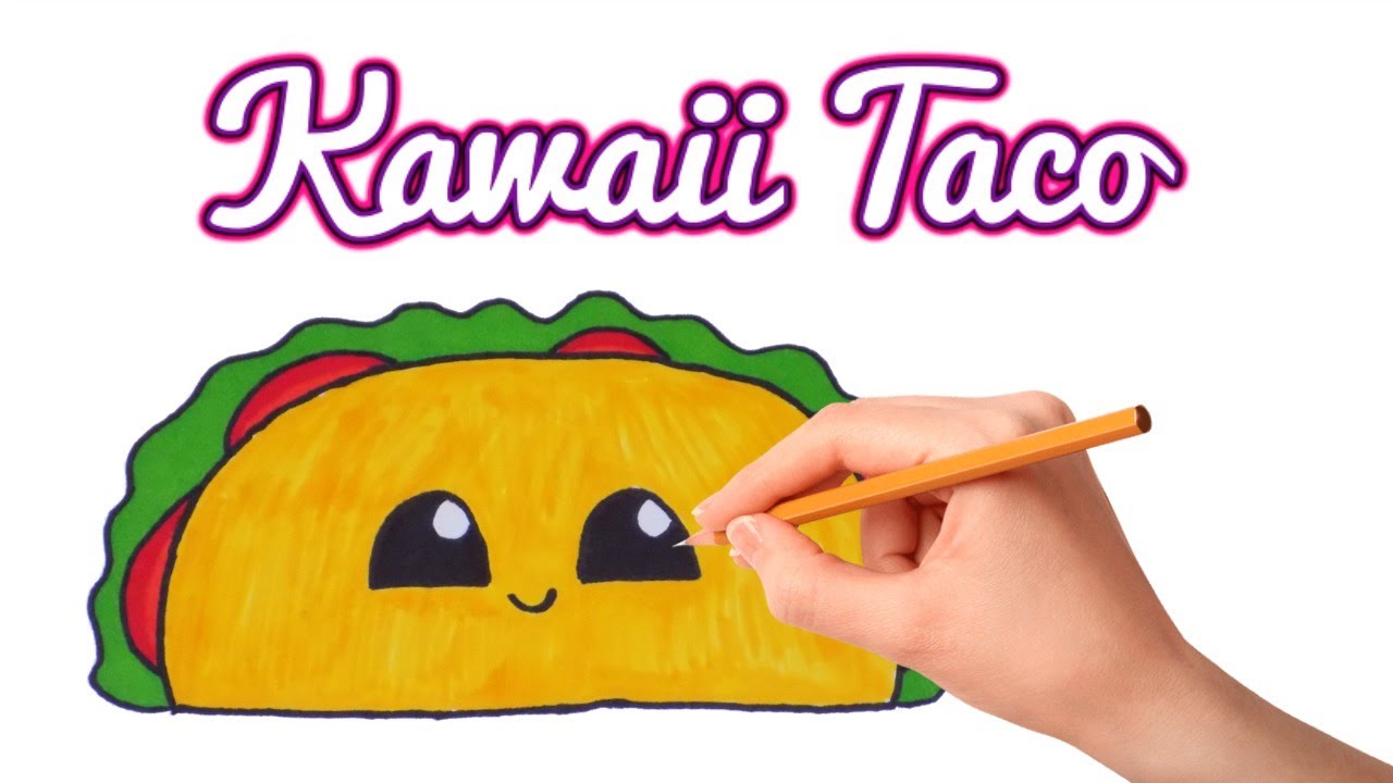 1280x720 how to draw a cute cartoon taco how to draw easy kawaii stuff - Taco Drawing