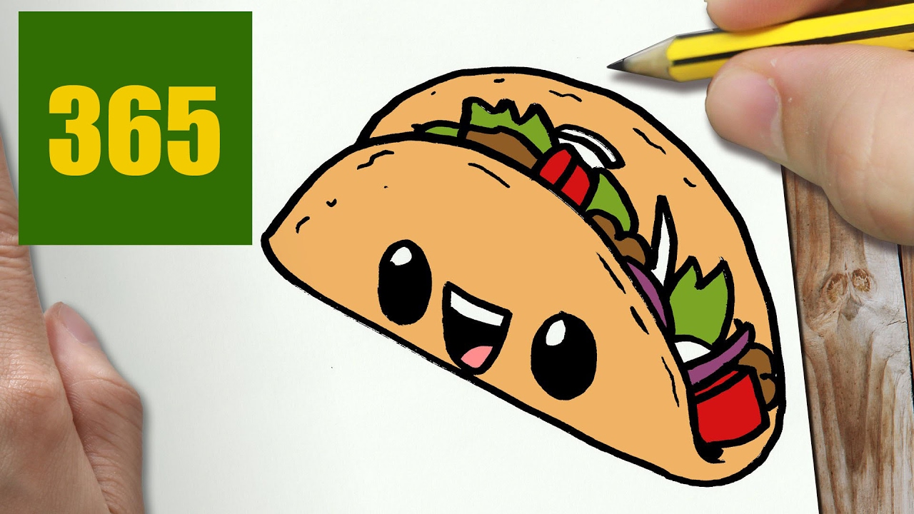 1280x720 how to draw a taco cute, easy step - Taco Drawing