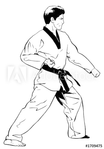 348x500 forward stancelow block - Taekwondo Drawing