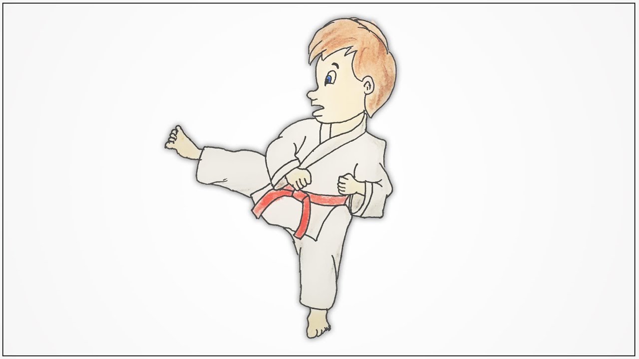 1280x720 How To Draw A Boy Doing Karate Step - Taekwondo Drawing