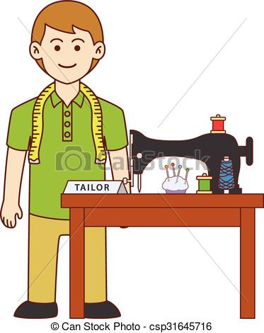 373x470 tailor doodle cartoon design illustration - Tailor Drawing